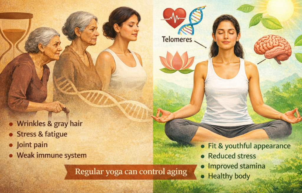 बेकाबू जैविक आयु को काबू में करता योग